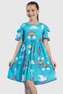 Vestido Infantil Menina Ombro Vazado Unicórnio Vestido Infantil Menina Ombro Vazado Unicórnio