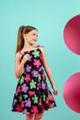 Vestido Infantil Menina Soltinho Estampado Flores - Bonekinhas - Preto - 04