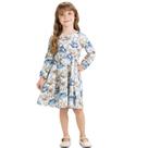 Vestido Infantil Milon em Cotton Florido Manga Longa Off Tamanho:12