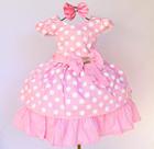 Vestido Infantil Minnie Rosa Poá Festa Aniversario Mega Vestido Infantil Minnie Rosa Poá Festa Aniversario Mega