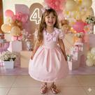 Vestido Infantil Miss Sweet Rosa Bebe Lacinhos