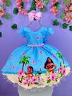 Vestido Infantil Moana na Praia Azul Festas Luxo
