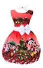 Vestido Infantil Natal Ratinha Mouse Vermelho Noel