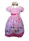 Vestido Infantil Nuvem Rosa de Amor Chuva Benção Menina Bebê