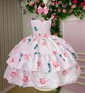 Vestido Infantil Off Florido Rosa Karine - Estampa Floral Colorida e Elegante