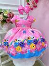 Vestido Infantil Pão de Queijo Bolo fofos Rosa Com Cinto de Pérolas Festas