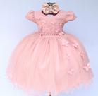 Vestido Infantil Para Festa Luxo Rose Borboletas E Tiara