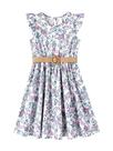 Vestido Infantil PATPAT Boho Floral com Babados e Cinto