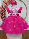 Vestido Infantil Patrulha Canina Skye Pink Saia comLeds Festas