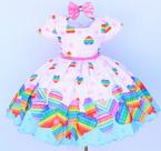 Vestido Infantil Pop-it Rosa E Tiara Vestido Infantil Pop-it Rosa E Tiara