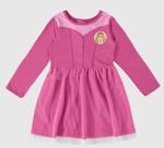 Vestido infantil princesa disney em algodão malwee kids rosa 1