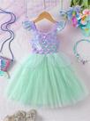Vestido Infantil Princesa Sereia Ariel Festa Fantasia Luxo