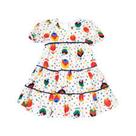 Vestido Infantil Recortes Tulipas Bailarinas Branco Tecido TAM:06