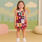 Vestido Infantil Regata Floral Geométrico Floral Meia Malha Confortável Sofisticado Kyly 1001000