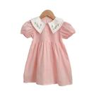 Vestido Infantil Rosa Bebê Com Bordado Floral Para O Verão, Casual, Para Festas De Aniversário,
