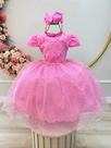 Vestido Infantil Rosa Chiclete com Busto Nervura e Saia Glitter - Tamanhos Variados Vestido Infantil Rosa Chiclete com Busto Nervura e Saia Glitter - Tamanhos Variados