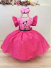 Vestido Infantil Rosa Chiclete Minnie com Saia Glitter para Festas Vestido Infantil Rosa Chiclete Minnie com Saia Glitter para Festas