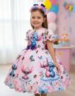 Vestido Infantil Rosa Claro Da Lilo Stitch Angel Luxo Festa