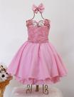 Vestido Infantil Rosa Daminha Festa Luxo Formatura E Tiara