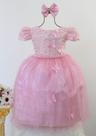 Vestido Infantil Rosa Jardim Borboleta Daminha Luxo E Tiara