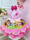 Vestido Infantil Rosa Patrulha Canina Barrado Chiclete super luxo festa RO8020RR