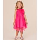 Vestido Infantil Rosa Tule com Glitter detalhes Flor - Bambollina