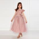 Vestido Infantil Rosê Chic Glitter Festa Aniversário Rodado
