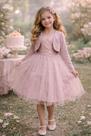 Vestido Infantil Rosé Com Tule TAM:4 TAM:6