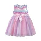 Vestido Infantil Sem Mangas Com Estampa De Sereia, Laço De Tule, Casual De Verão Para Praia E Férias