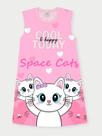 Vestido Infantil Space Cats Rosa Abrange