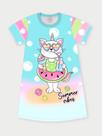 Vestido Infantil Summer Cat Azul Abrange