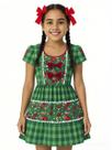 Vestido Infantil Temático Estampado Festa Junina Verde