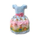 Vestido Infantil Temático Festa Junina Azul E Rosa