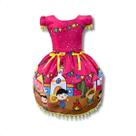Vestido Infantil Temático Festa Na Fogueira Junina Caipira