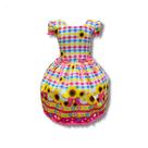 Vestido Infantil Temático Junina Xadrez C/ Girassol Caipira