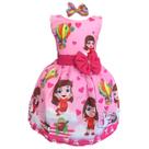 Vestido Infantil Temático Menina Gi E Lucas Neto Aventureiros Luxo