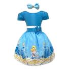 Vestido Infantil Temático Princesa Cinderela Azul Festa