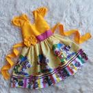 Vestido Infantil Temático Simples Patati Patatá Amarelo Vestido Infantil Temático Simples Patati Patatá Amarelo