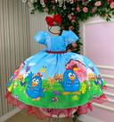Vestido Infantil Temáticos Galinha Pintadinha Azul Modelo 2