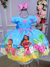 Vestido infantil Tematicos Moana Azul c/ cinto de Perolas Vestido infantil Tematicos Moana Azul c/ cinto de Perolas