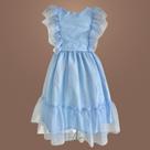 Vestido Infantil Tule Glitter Babados Look Princesa com Volume e Brilho para Festinhas
