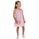 Vestido Infantil Verão Em Relive Xadrez e Bolsa - Pic Nic
