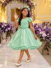 Vestido Infantil Verde Cinto de Pérolas Casamento Luxo Daminhas Vestido Infantil Verde Cinto de Pérolas Casamento Luxo Daminhas