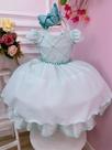 Vestido Infantil Verde Claro Cinto de Pérolas Casamentos festas Vestido Infantil Verde Claro Cinto de Pérolas Casamentos festas