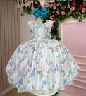 Vestido Infantil Verde Claro Jardim das Borboletas para Festas