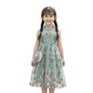 Vestido Infantil Verde Floral com Tule e Bolsa Delicada -