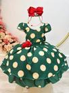 Vestido Infantil Verde Militar com Broche de Flor para Festas