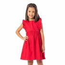 Vestido Infantil Vermelho Algodão Manga Babados Vrasalon