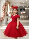 Vestido Infantil Vermelho Com Busto Nervura Festas Daminhas Vestido Infantil Vermelho Com Busto Nervura Festas Daminhas