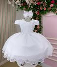 Vestido infantil Vitoria Kids Maria Helena Branco Batismo Dama Florista